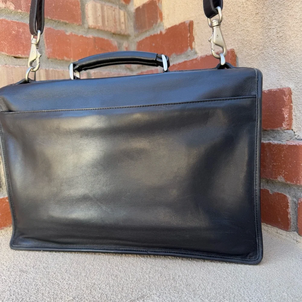 TANDI Quality Leather Professional Briefcase with Multifunction Pockets in Black